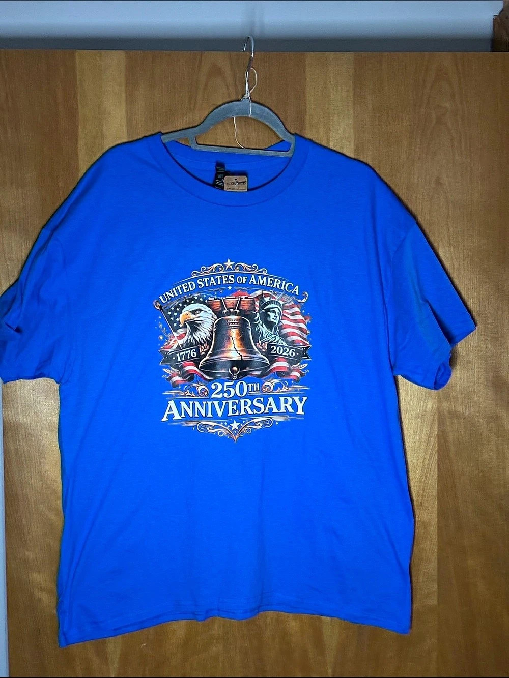 Gildan United States 250th Anniversary Patriotic Graphic T-Shirt Blue XL